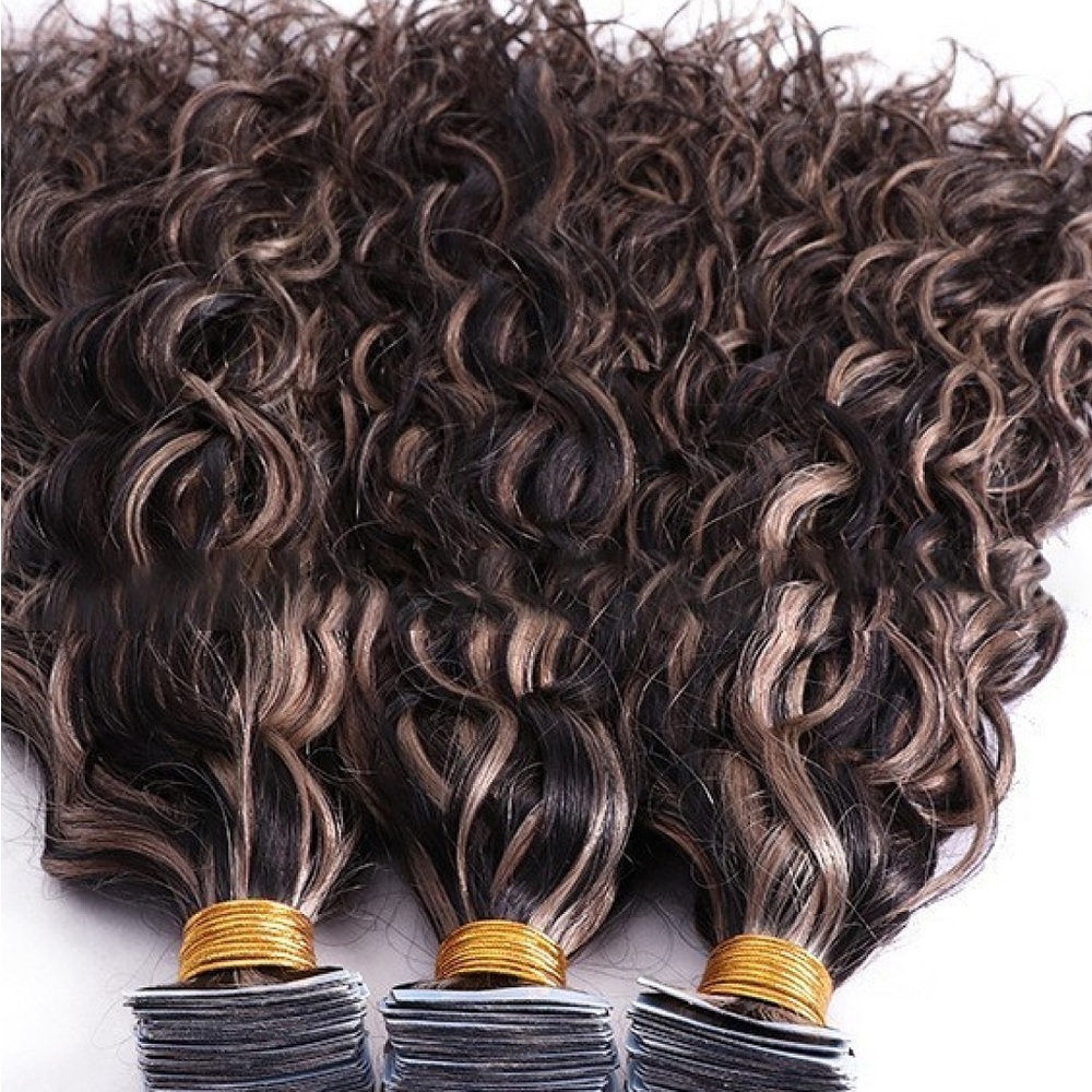 Beautiful Highlights Water Loose Wave Tape In Curly Hair Extensions
